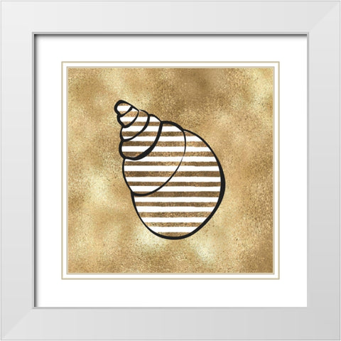 Golde Seashell1 White Modern Wood Framed Art Print with Double Matting by Aesthete