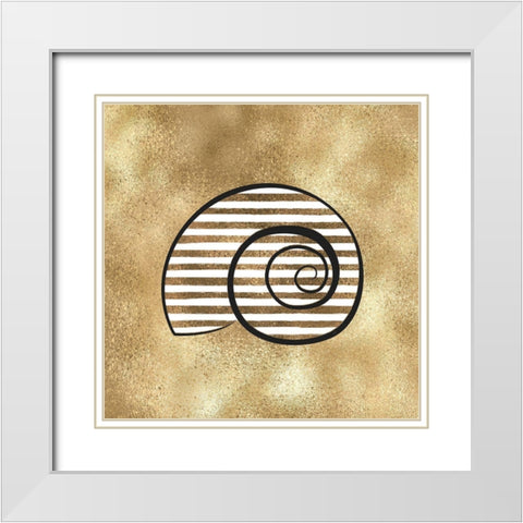 Golden Seashell2 White Modern Wood Framed Art Print with Double Matting by Aesthete