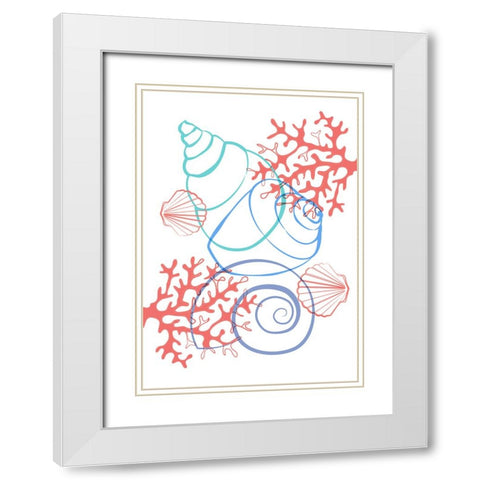 Coral Sea Life White Modern Wood Framed Art Print with Double Matting by Aesthete