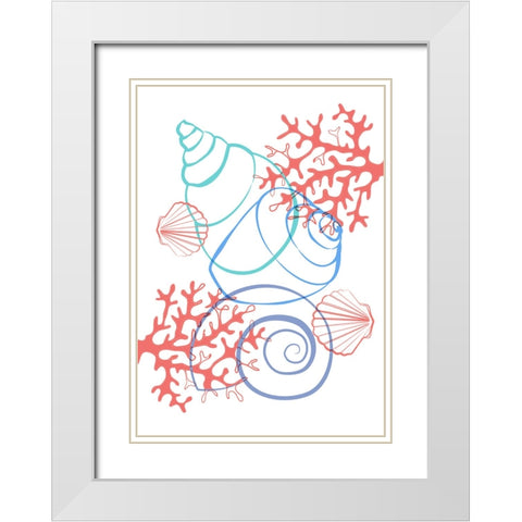 Coral Sea Life White Modern Wood Framed Art Print with Double Matting by Aesthete