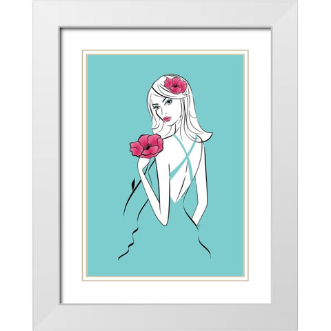 Popply Lady White Modern Wood Framed Art Print with Double Matting by Aesthete