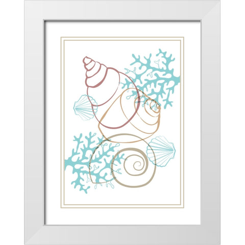 Turquise  Sea Life White Modern Wood Framed Art Print with Double Matting by Aesthete