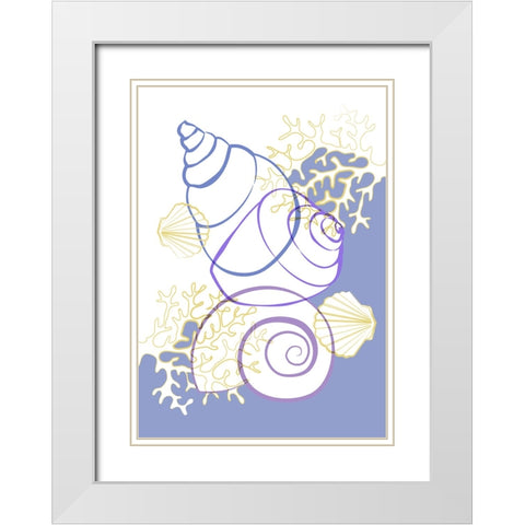 Blue Sea Life White Modern Wood Framed Art Print with Double Matting by Aesthete