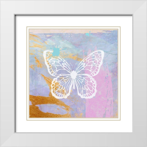 Purple Butterfly White Modern Wood Framed Art Print with Double Matting by Aesthete