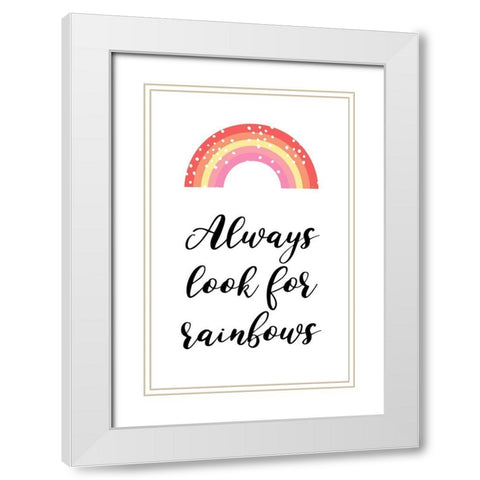 Rainbows White Modern Wood Framed Art Print with Double Matting by Aesthete
