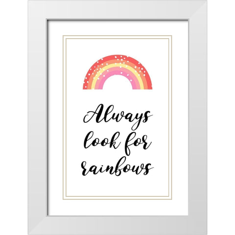Rainbows White Modern Wood Framed Art Print with Double Matting by Aesthete