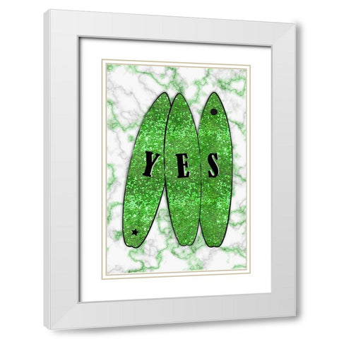 Yes Surt Green White Modern Wood Framed Art Print with Double Matting by Aesthete