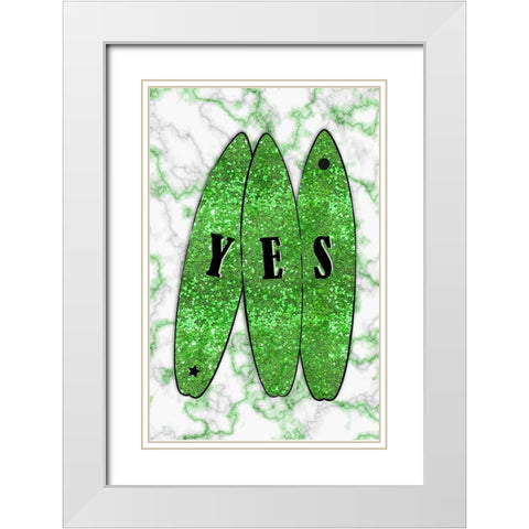 Yes Surt Green White Modern Wood Framed Art Print with Double Matting by Aesthete