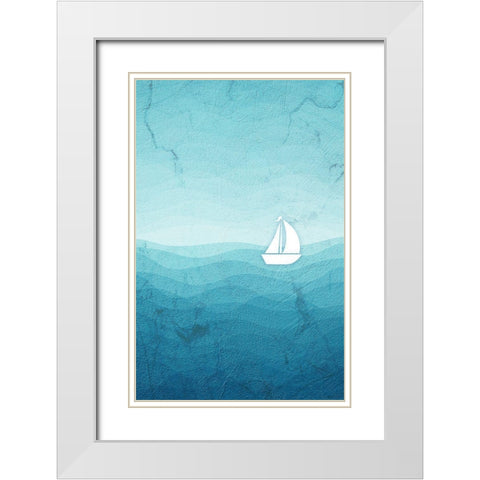 Sea Storm Blue White Modern Wood Framed Art Print with Double Matting by Aesthete