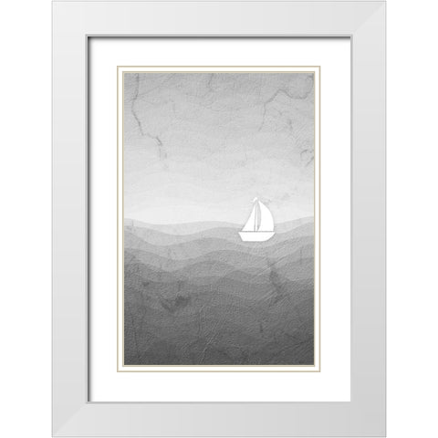 Sea Storm Gray White Modern Wood Framed Art Print with Double Matting by Aesthete