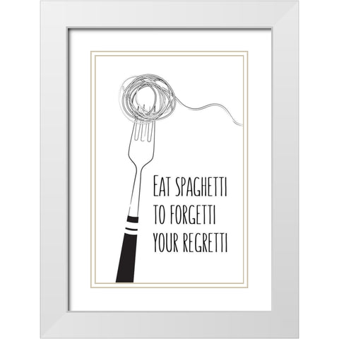 Spaghetti White Modern Wood Framed Art Print with Double Matting by Aesthete