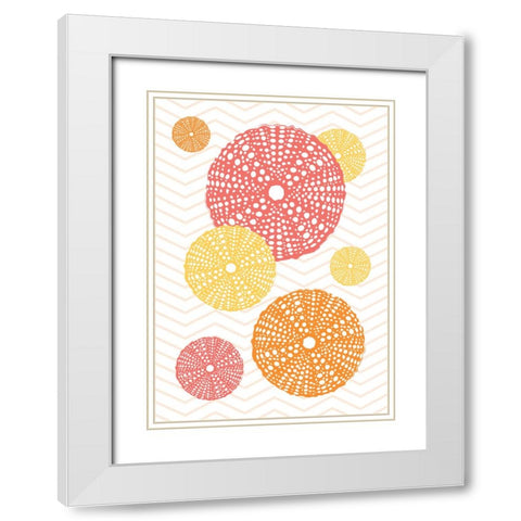 Orange Urchins White Modern Wood Framed Art Print with Double Matting by Aesthete