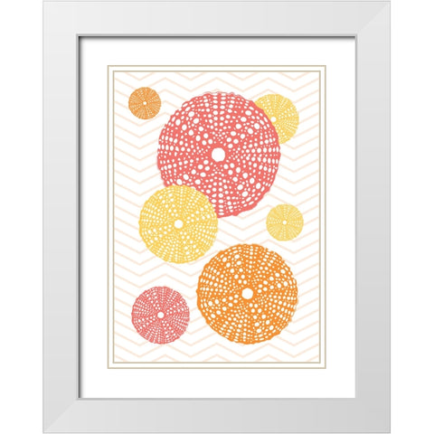 Orange Urchins White Modern Wood Framed Art Print with Double Matting by Aesthete