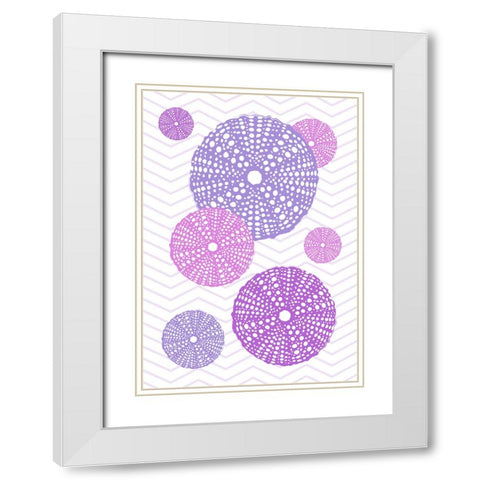 Purple Urchins White Modern Wood Framed Art Print with Double Matting by Aesthete