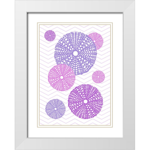 Purple Urchins White Modern Wood Framed Art Print with Double Matting by Aesthete