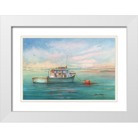 At Anchor White Modern Wood Framed Art Print with Double Matting by Rizzo, Gene