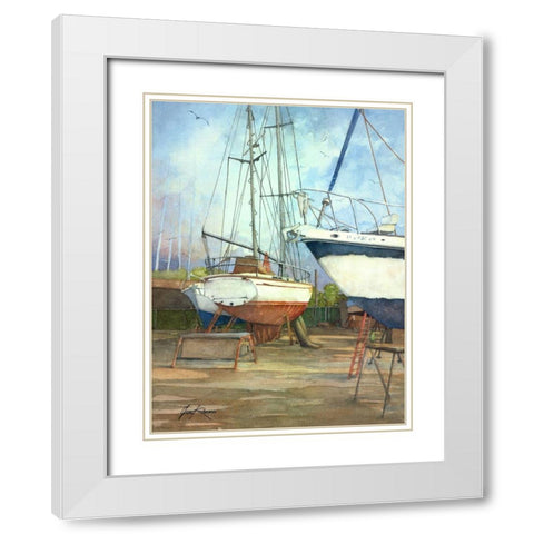 Boatyard White Modern Wood Framed Art Print with Double Matting by Rizzo, Gene