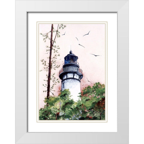 Amelia Island Lighthouse - Fl. White Modern Wood Framed Art Print with Double Matting by Rizzo, Gene