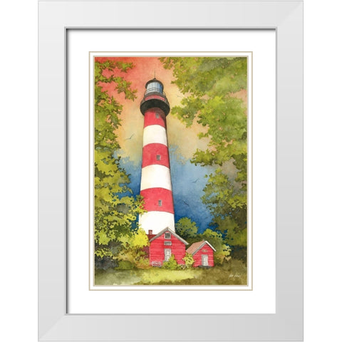 Assateague Lighthouse White Modern Wood Framed Art Print with Double Matting by Rizzo, Gene