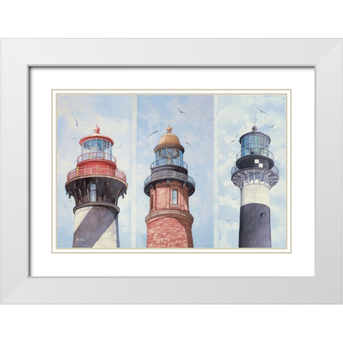 East Florida Lighthouses White Modern Wood Framed Art Print with Double Matting by Rizzo, Gene