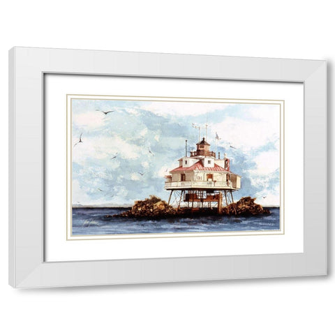 Thomas Point, Maryland White Modern Wood Framed Art Print with Double Matting by Rizzo, Gene