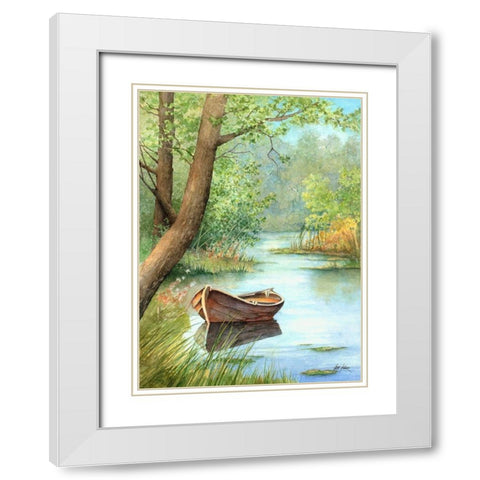 Serene White Modern Wood Framed Art Print with Double Matting by Rizzo, Gene
