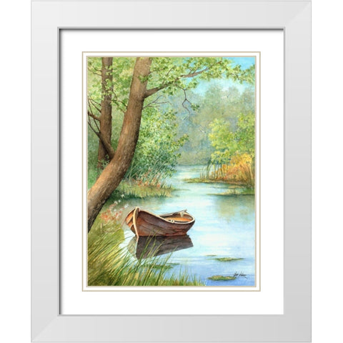 Serene White Modern Wood Framed Art Print with Double Matting by Rizzo, Gene