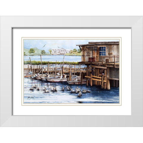 Dubious Dining White Modern Wood Framed Art Print with Double Matting by Rizzo, Gene
