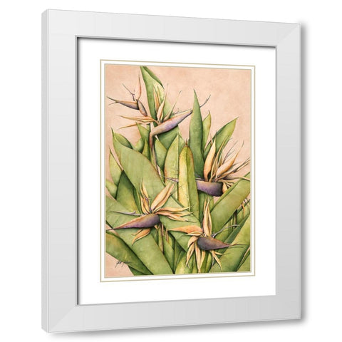 Yellow Bird Of Paradise White Modern Wood Framed Art Print with Double Matting by Rizzo, Gene