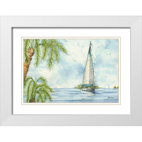 Tranquility White Modern Wood Framed Art Print with Double Matting by Rizzo, Gene