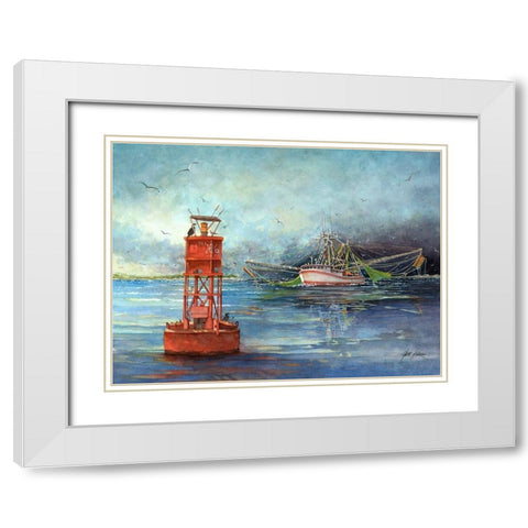 Stormy Sea White Modern Wood Framed Art Print with Double Matting by Rizzo, Gene