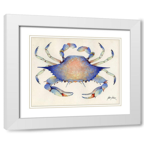 Blue Crab White Modern Wood Framed Art Print with Double Matting by Rizzo, Gene