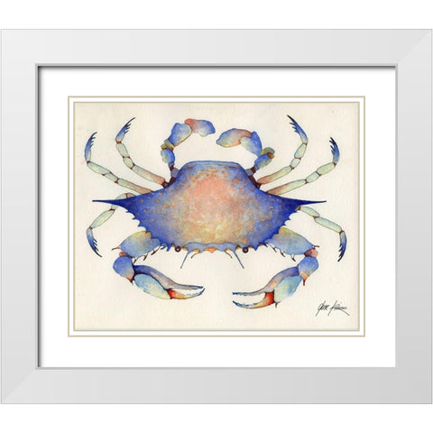 Blue Crab White Modern Wood Framed Art Print with Double Matting by Rizzo, Gene