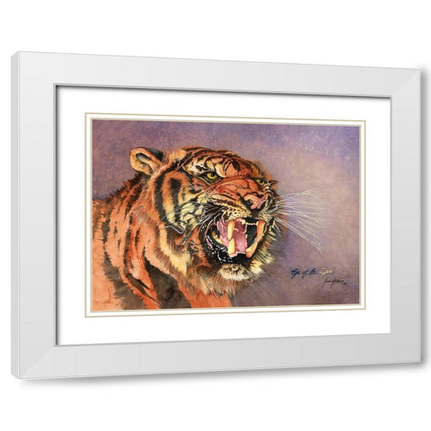 Eye Of The Tiger White Modern Wood Framed Art Print with Double Matting by Rizzo, Gene