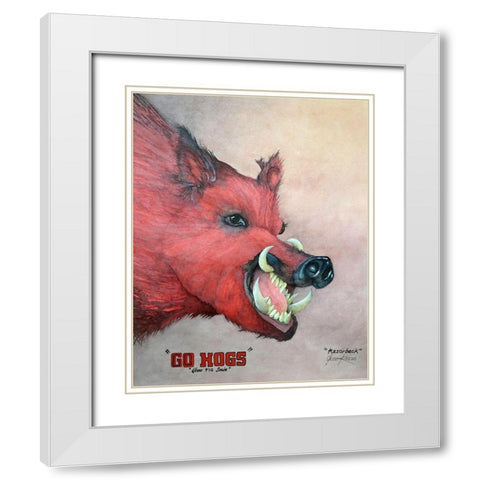 Razorback White Modern Wood Framed Art Print with Double Matting by Rizzo, Gene