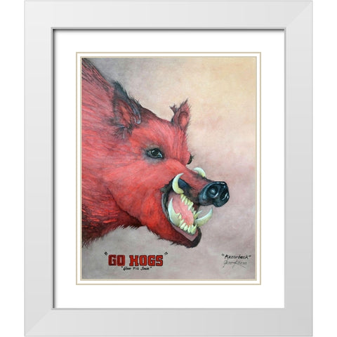 Razorback White Modern Wood Framed Art Print with Double Matting by Rizzo, Gene