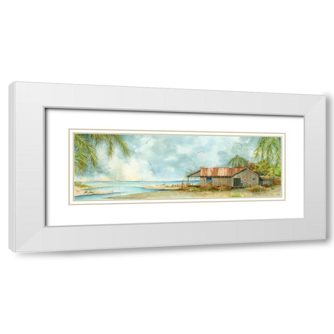 Beachside Bait White Modern Wood Framed Art Print with Double Matting by Rizzo, Gene