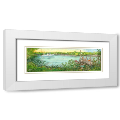 Backwater White Modern Wood Framed Art Print with Double Matting by Rizzo, Gene