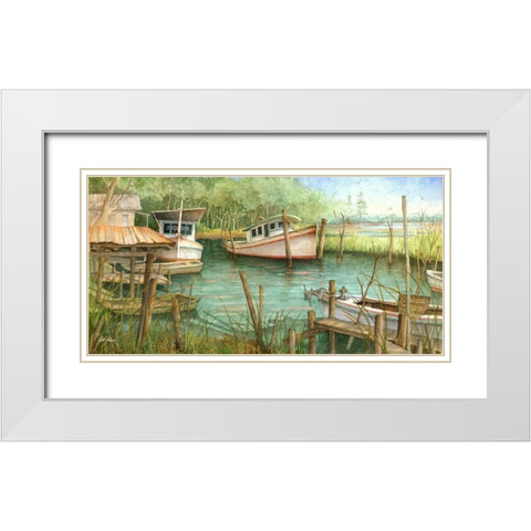 Cozy Creek White Modern Wood Framed Art Print with Double Matting by Rizzo, Gene