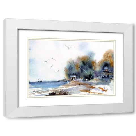 Coastal White Modern Wood Framed Art Print with Double Matting by Rizzo, Gene