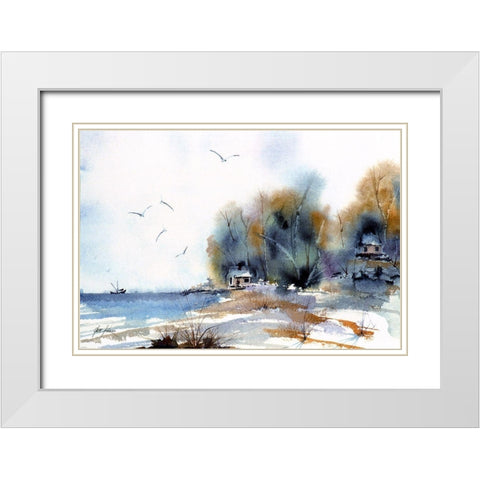 Coastal White Modern Wood Framed Art Print with Double Matting by Rizzo, Gene