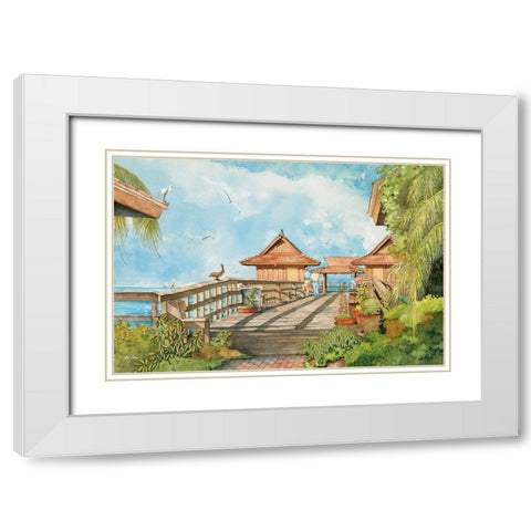 Naples Pier White Modern Wood Framed Art Print with Double Matting by Rizzo, Gene
