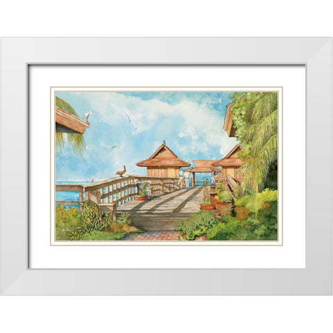 Naples Pier White Modern Wood Framed Art Print with Double Matting by Rizzo, Gene