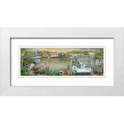 Quaint Village White Modern Wood Framed Art Print with Double Matting by Rizzo, Gene
