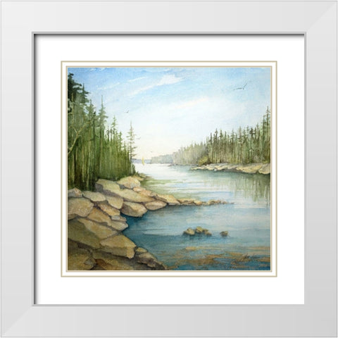 Rocky Maine White Modern Wood Framed Art Print with Double Matting by Rizzo, Gene