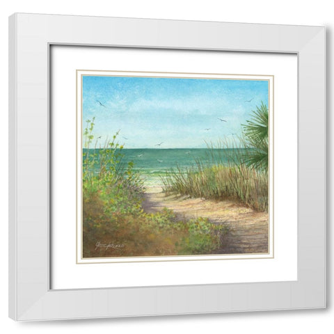 The Sand And The Sea White Modern Wood Framed Art Print with Double Matting by Rizzo, Gene