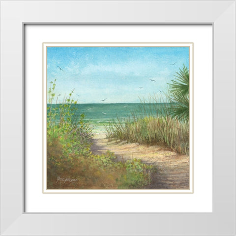 The Sand And The Sea White Modern Wood Framed Art Print with Double Matting by Rizzo, Gene