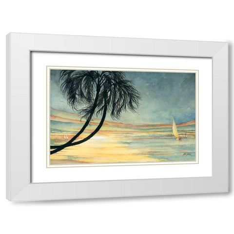 Sunset Sailing White Modern Wood Framed Art Print with Double Matting by Rizzo, Gene