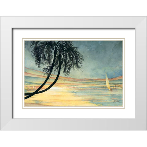 Sunset Sailing White Modern Wood Framed Art Print with Double Matting by Rizzo, Gene