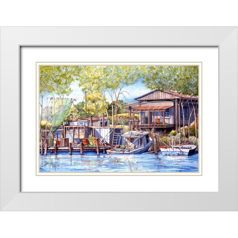 The Village White Modern Wood Framed Art Print with Double Matting by Rizzo, Gene